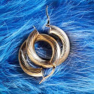 Beautiful Shining Italian Bronze Twisted Hoop Earrings - Excellent Condition